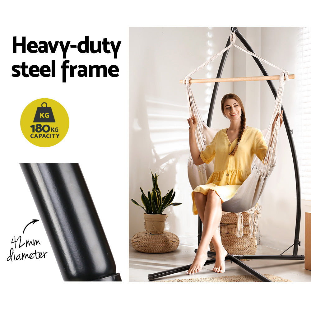 Marlook Hammock Chair Outdoor Camping Hanging with Steel Stand Cream