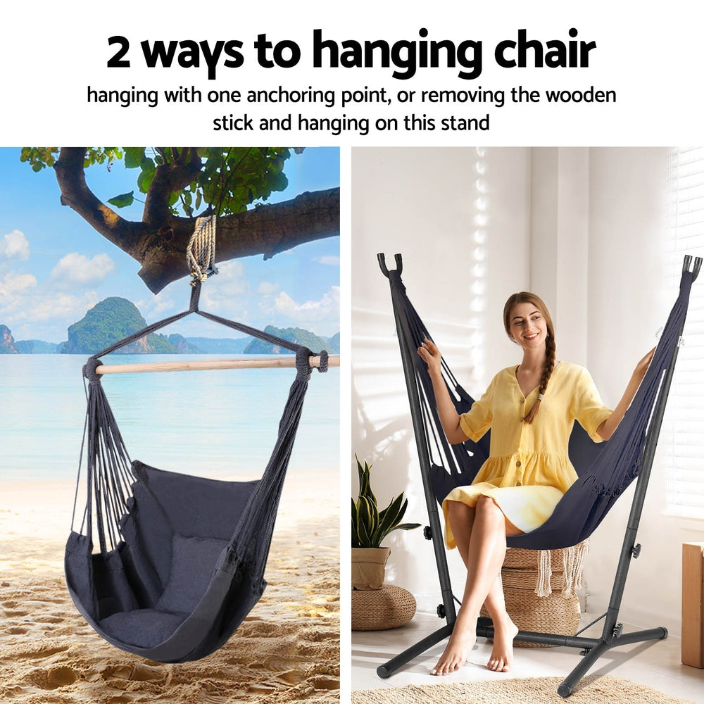 Marlook Hammock Chair Outdoor Camping Hanging with Stand Grey