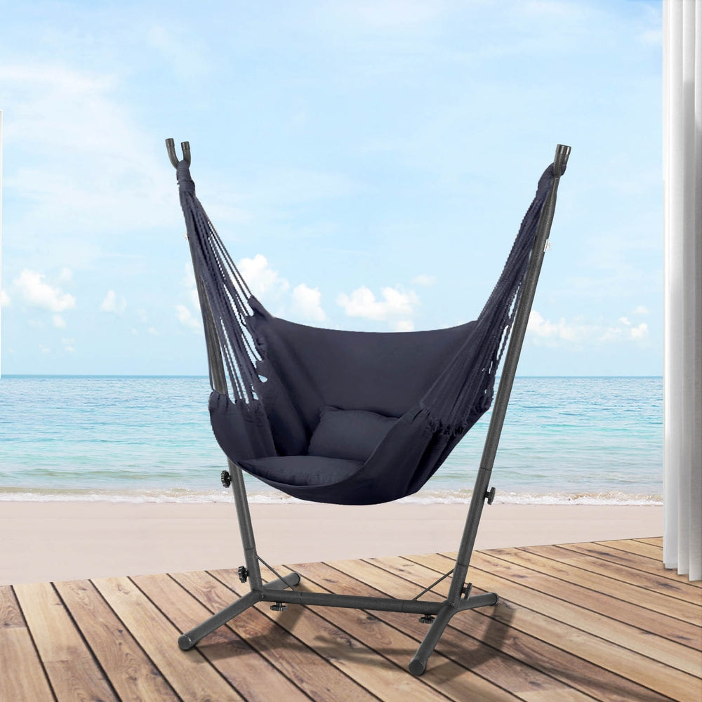 Marlook Hammock Chair Outdoor Camping Hanging with Stand Grey