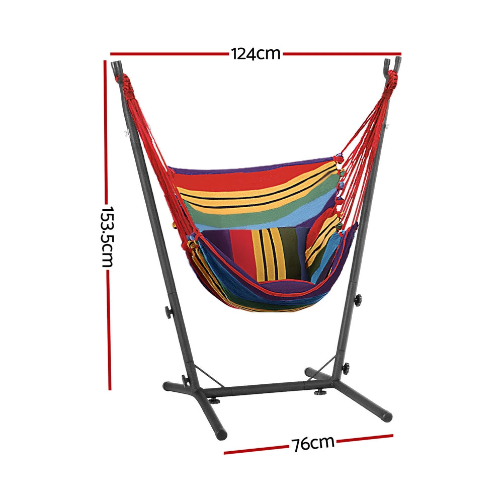 Marlook Hammock Chair Outdoor Camping Hanging with Stand Rainbow