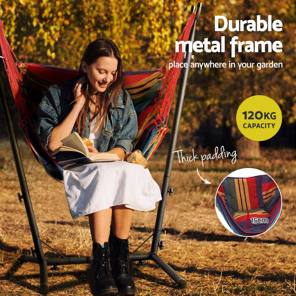 Marlook Hammock Chair Outdoor Camping Hanging with Stand Rainbow