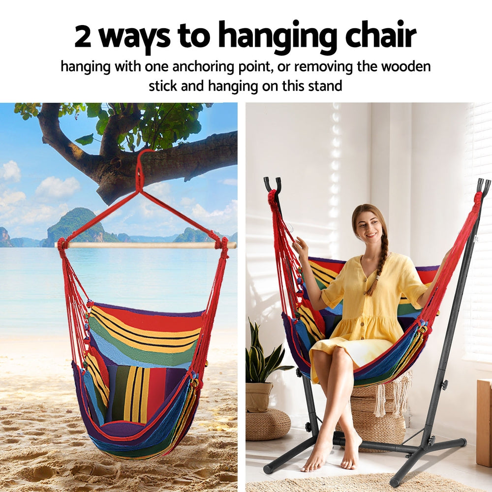 Marlook Hammock Chair Outdoor Camping Hanging with Stand Rainbow