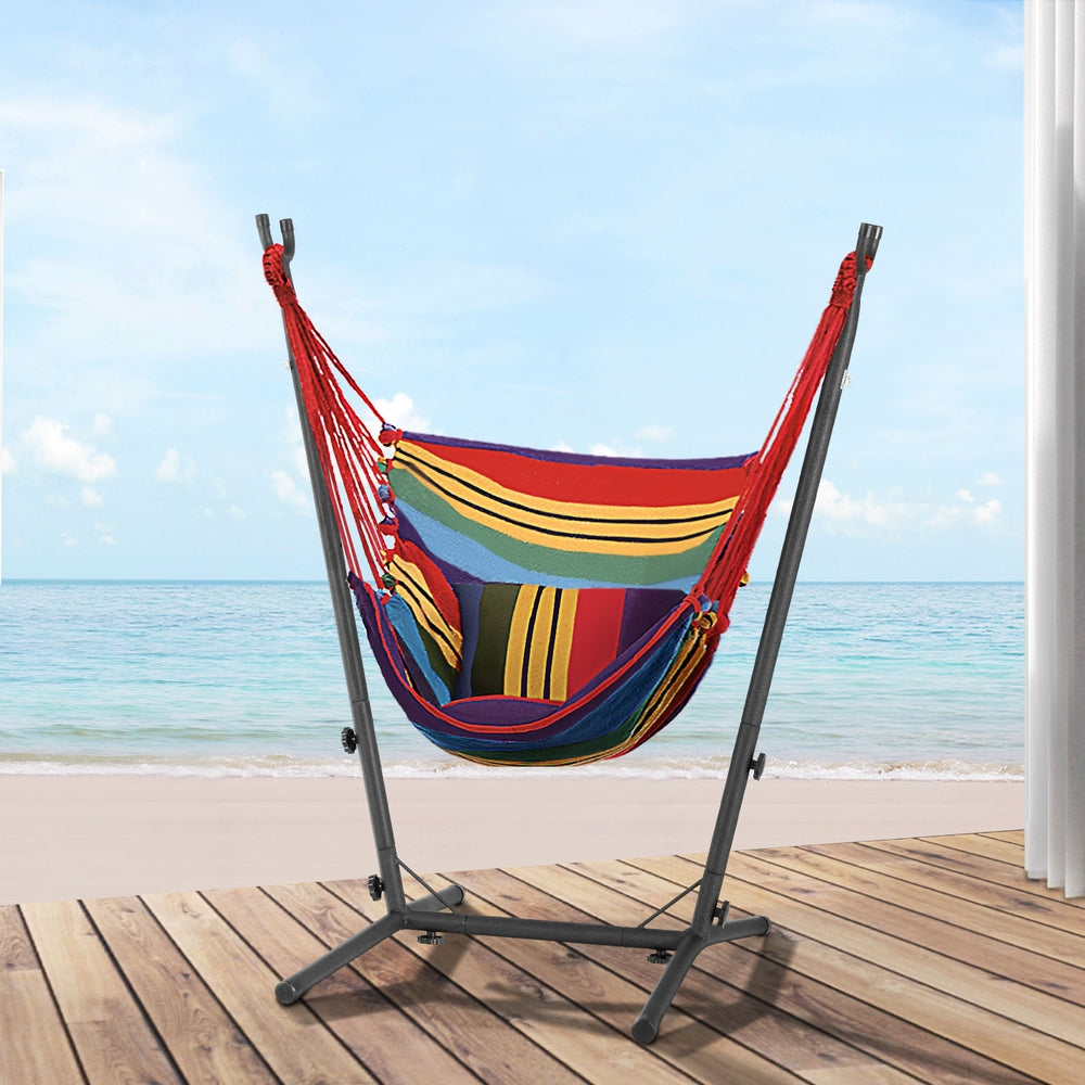 Marlook Hammock Chair Outdoor Camping Hanging with Stand Rainbow