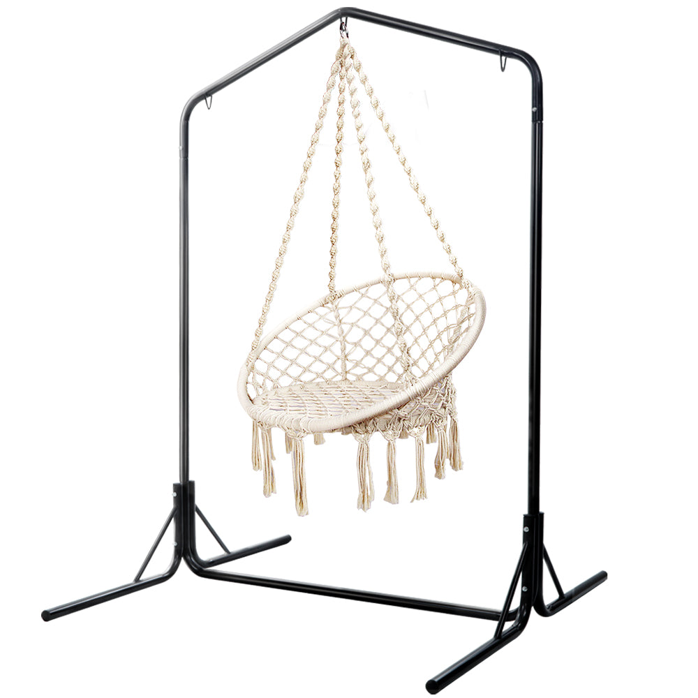 Marlook Outdoor Hammock Chair with Stand Cotton Swing Relax Hanging 124CM Cream