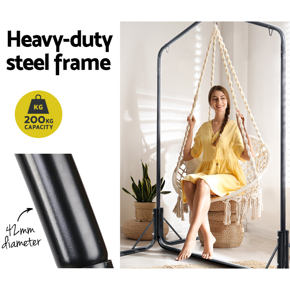 Marlook Outdoor Hammock Chair with Stand Cotton Swing Relax Hanging 124CM Cream