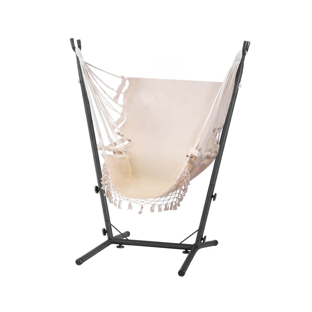 Marlook Hammock Chair Outdoor Camping Hanging with Stand Cream