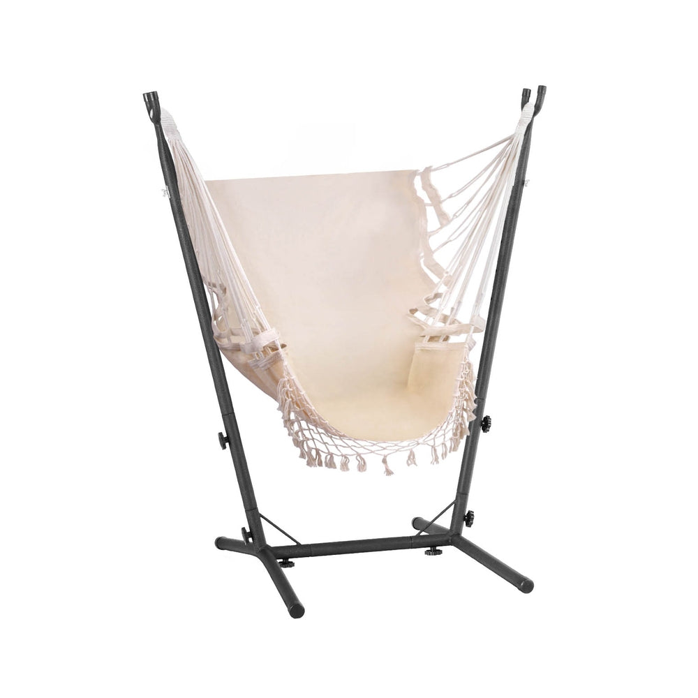 Marlook Hammock Chair Outdoor Camping Hanging with Stand Cream