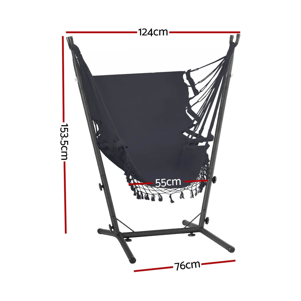 Marlook Hammock Chair Outdoor Camping Hanging with Stand Grey