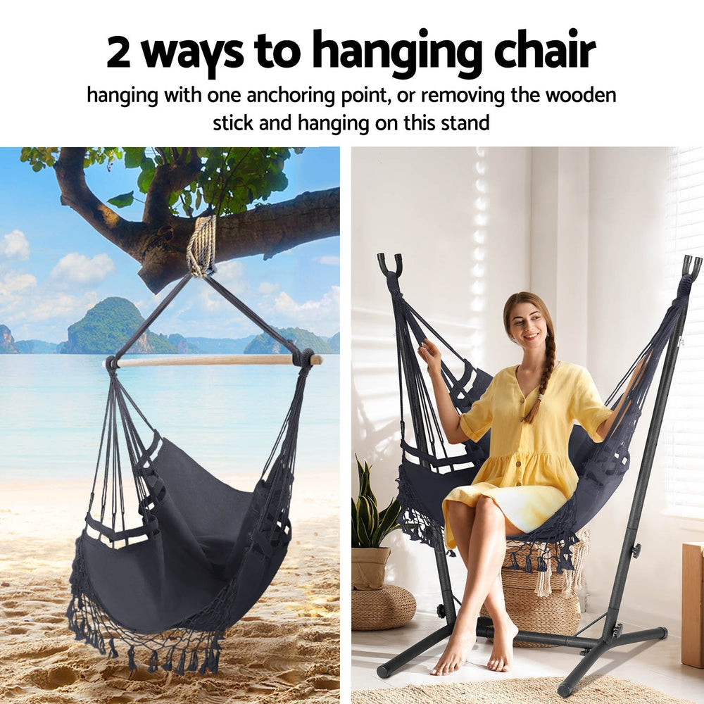 Marlook Hammock Chair Outdoor Camping Hanging with Stand Grey