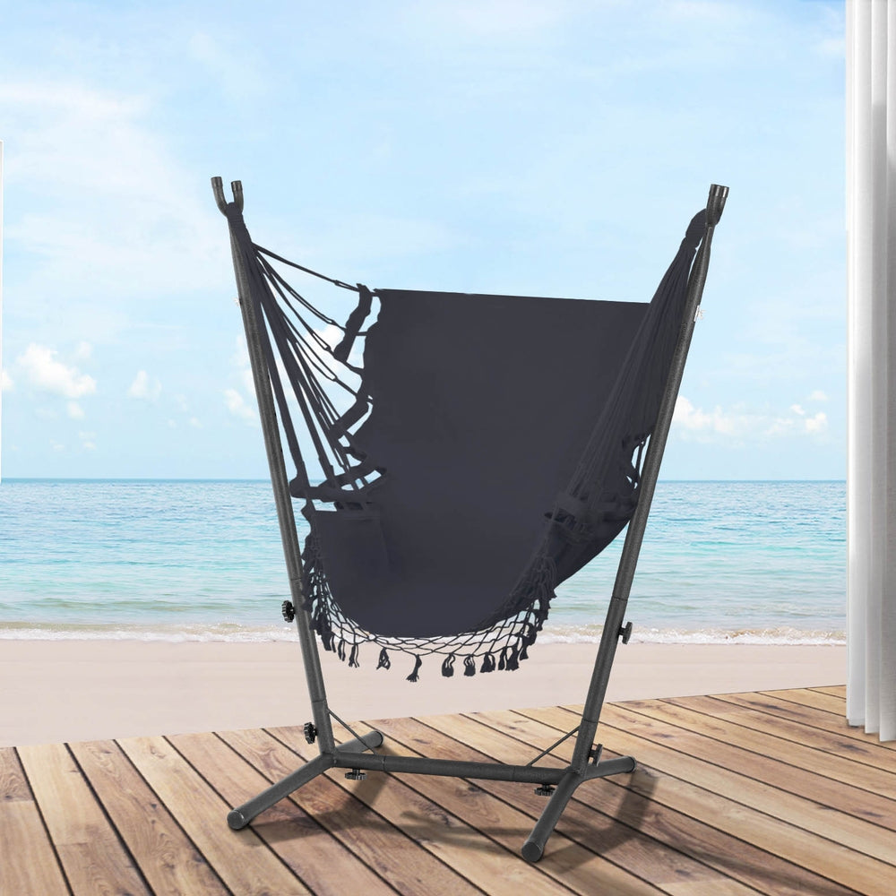 Marlook Hammock Chair Outdoor Camping Hanging with Stand Grey