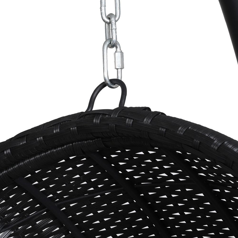 Marlook Outdoor Egg Swing Chair Wicker Furniture Pod Stand Armrest Black