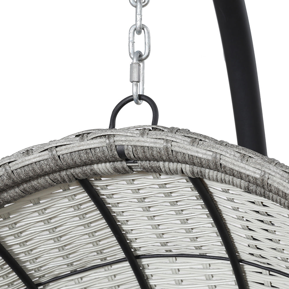 Marlook Outdoor Egg Swing Chair Wicker Furniture Pod Stand Armrest Light Grey