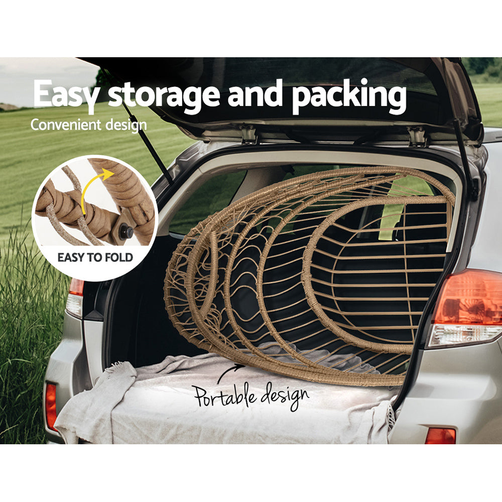 Marlook Outdoor Egg Swing Chair Wicker Rope Furniture Pod Stand Foldable Yellow