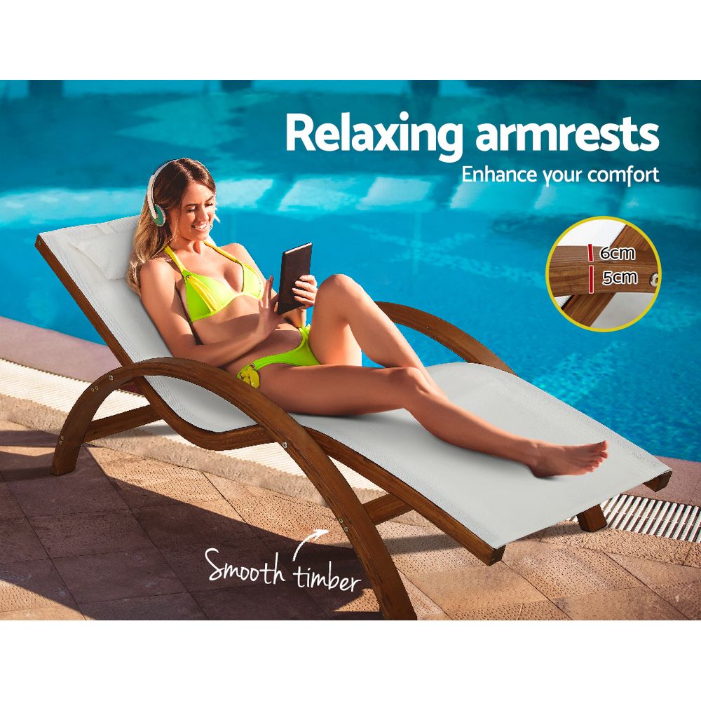 Marlook Sun Lounge Outdoor Furniture Timber Armchair Wooden Stand