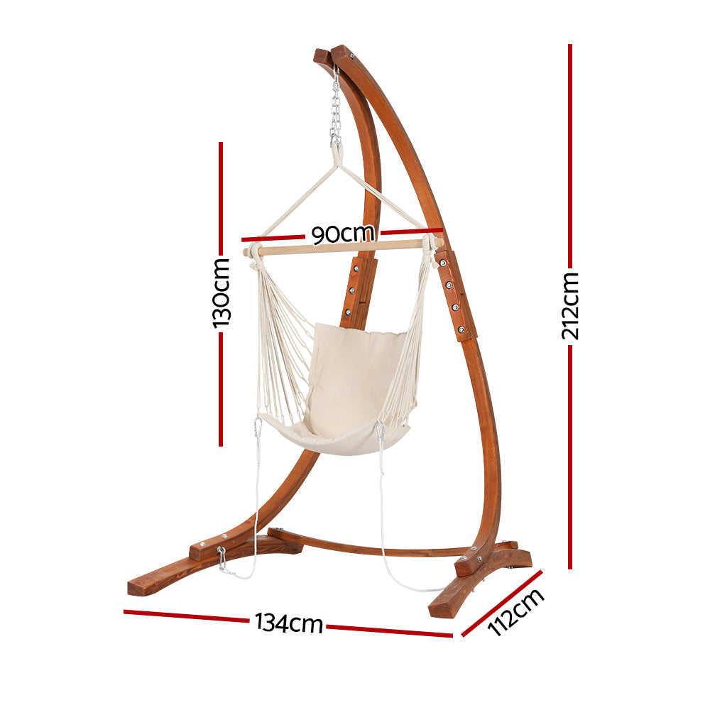Marlook Hammock Chair Timber Outdoor Furniture Camping with Stand White