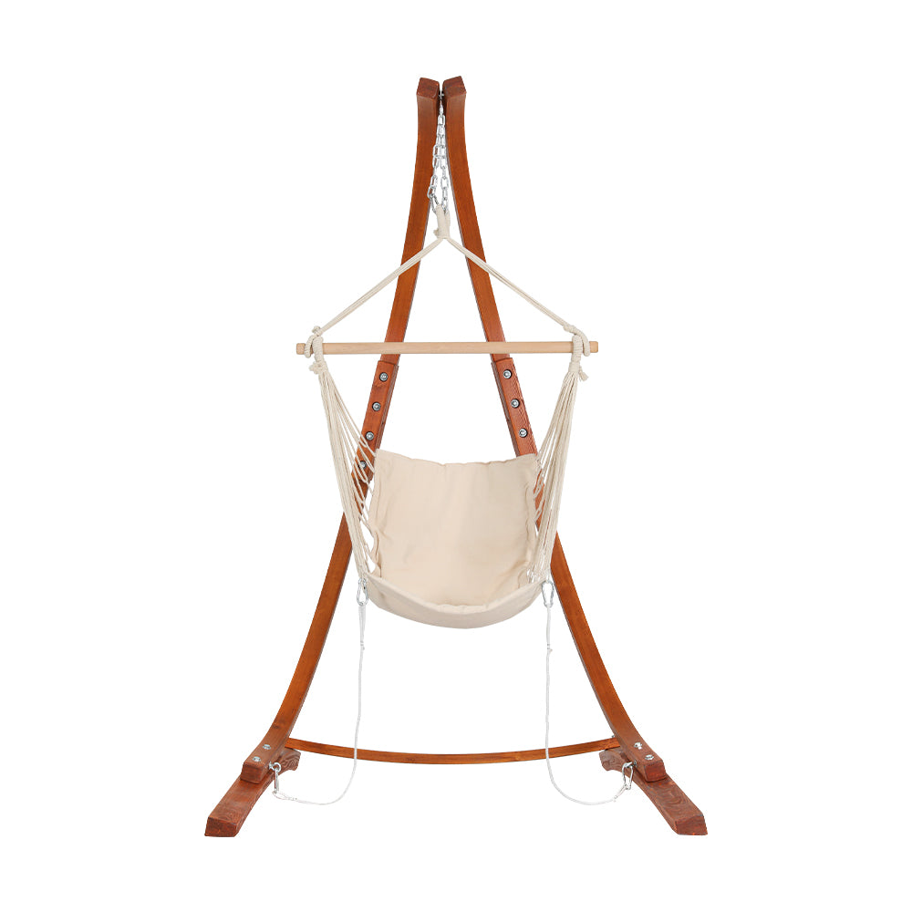Marlook Hammock Chair Timber Outdoor Furniture Camping with Stand White