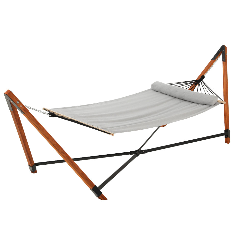 Marlook Hammock Bed Outdoor Camping Timber Hammock with Stand Grey