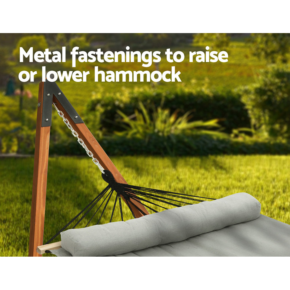 Marlook Hammock Bed Outdoor Camping Timber Hammock with Stand Grey