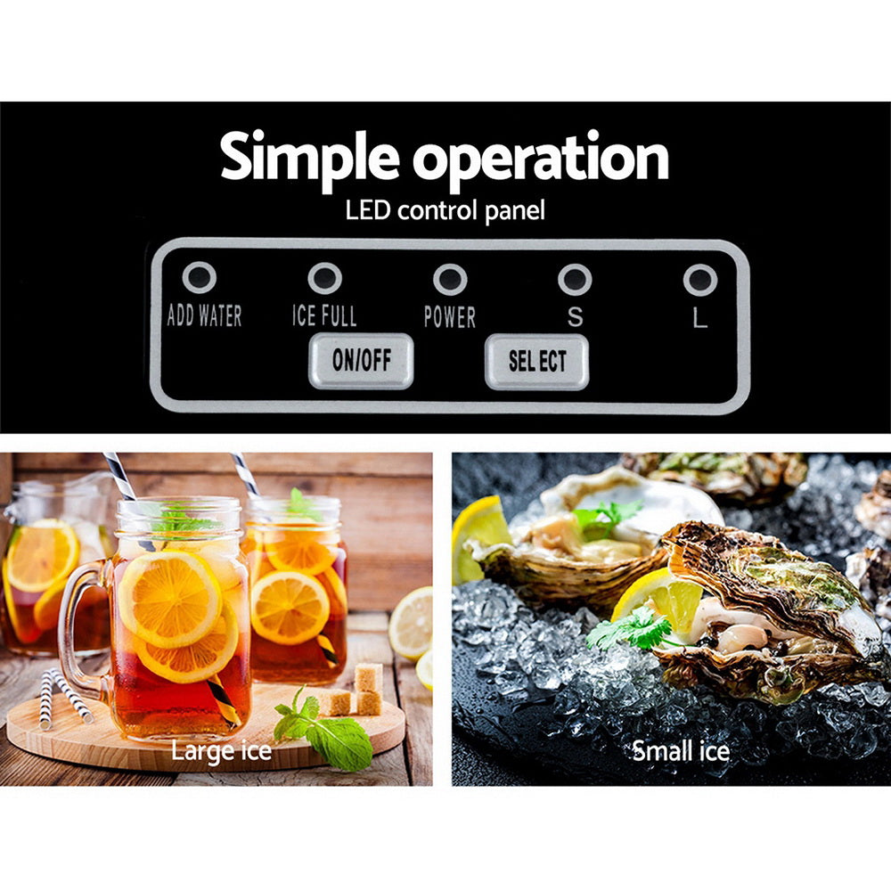 Marlook Portable Ice Cube Maker Machine 2L Home Bar Benchtop Easy Quick Black