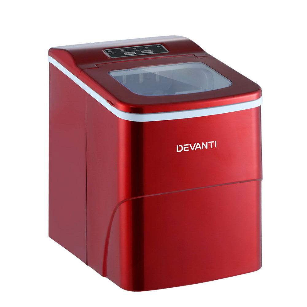 Marlook Portable Ice Cube Maker Machine 2L Home Bar Benchtop Easy Quick Red