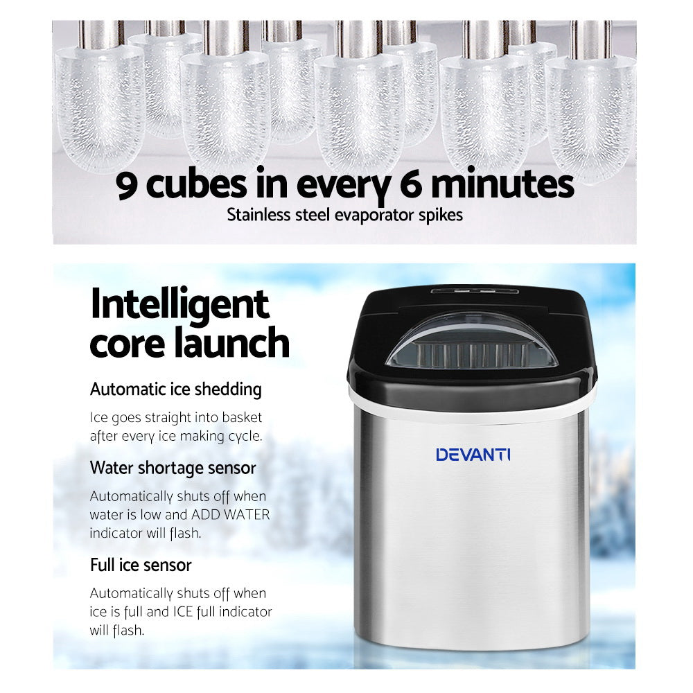 Marlook 2.4L Stainless Steel Portable Ice Cube Maker
