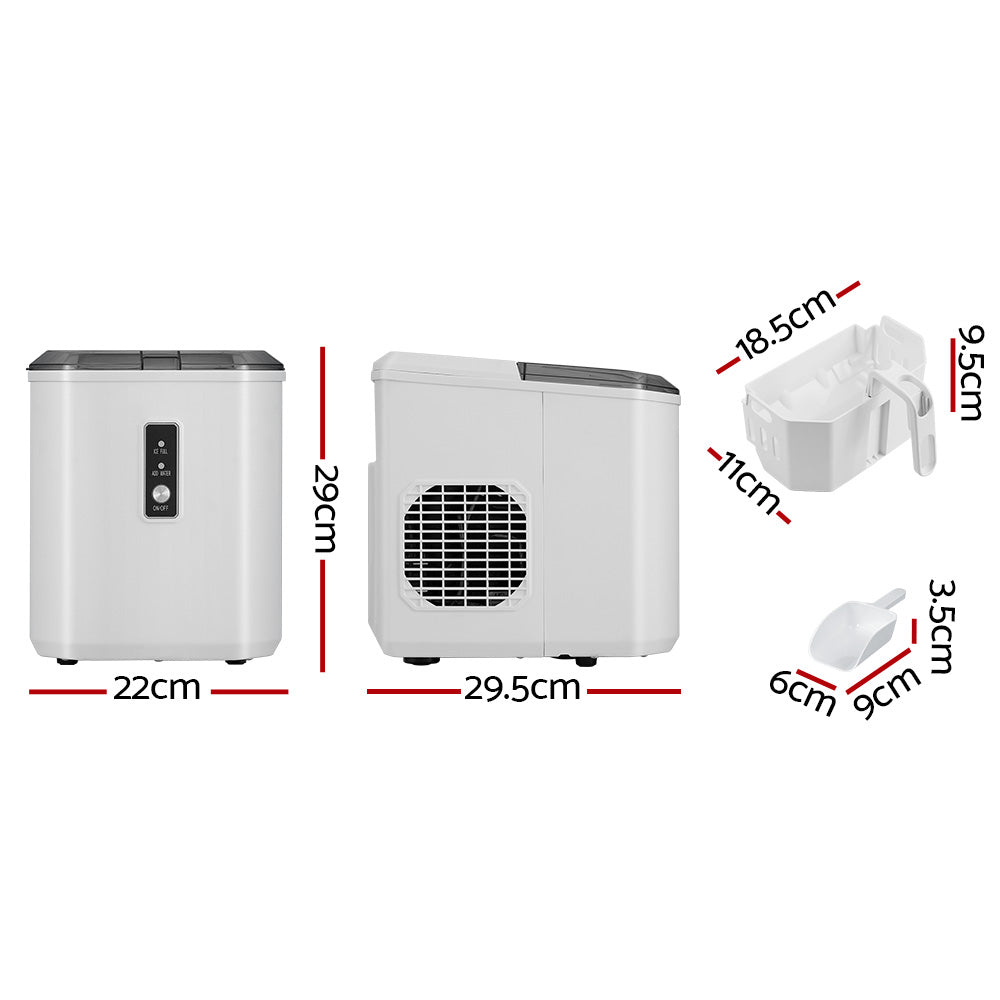 Marlook 12kg Ice Maker Machine Portable Ice Cube Tray Bar Countertop 2L Black