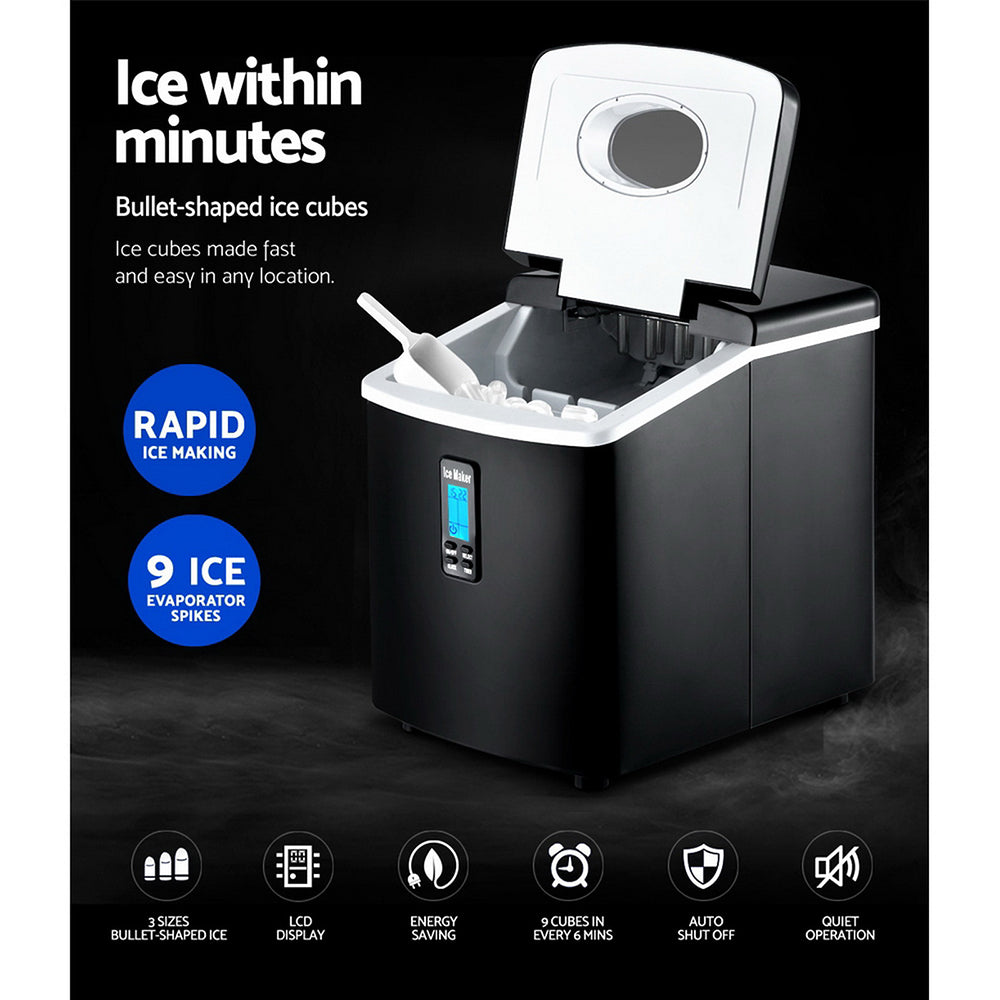 Marlook 3.2L Portable Ice Cube Maker Machine Benchtop Counter Black