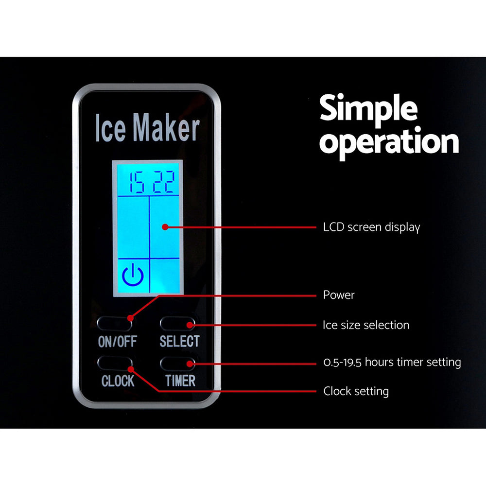 Marlook 3.2L Portable Ice Cube Maker Machine Benchtop Counter Black