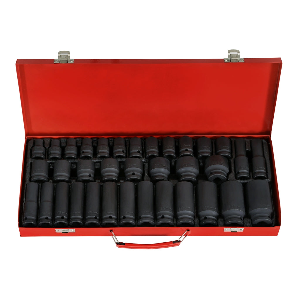Marlook 35pcs 1/2" Drive Impact Socket Set Metric 8-32mm with Case
