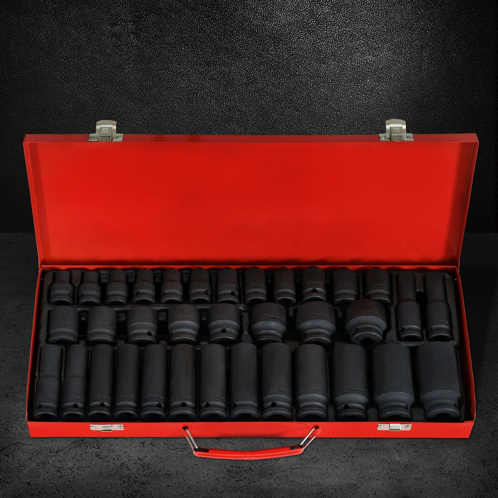 Marlook 35pcs 1/2" Drive Impact Socket Set Metric 8-32mm with Case