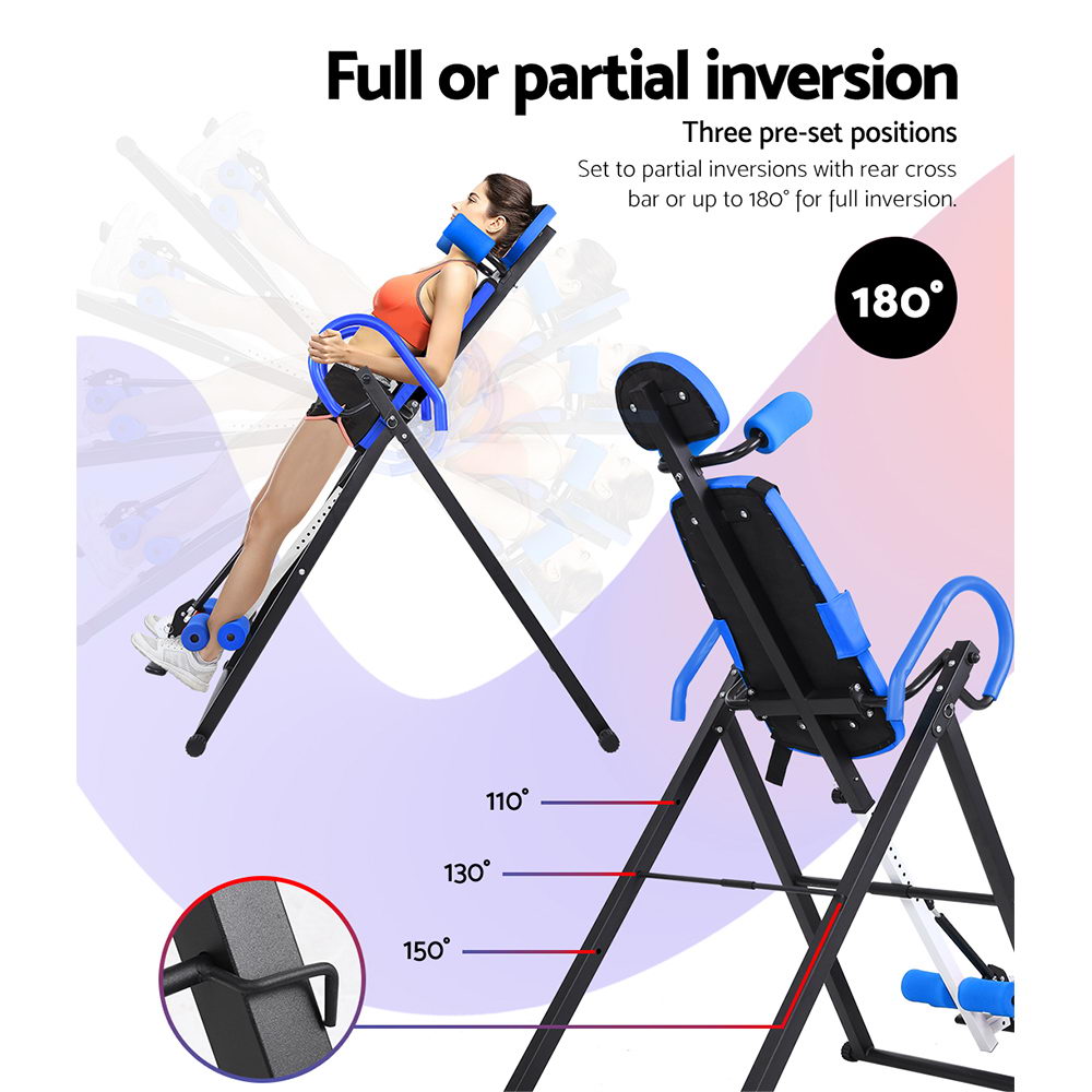 Marlook Inversion Table Gravity Exercise Inverter Back Stretcher Home Gym Blue