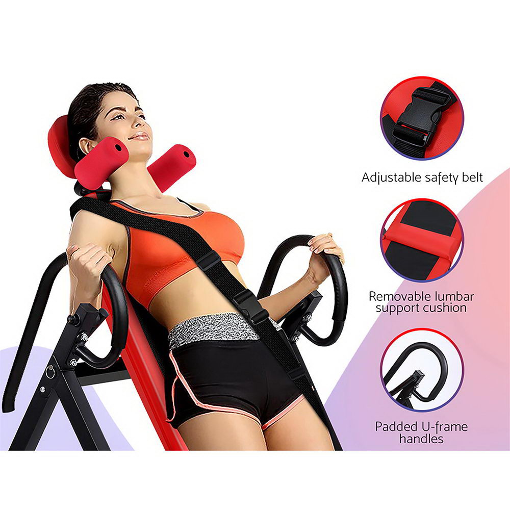 Marlook Inversion Table Gravity Exercise Inverter Back Stretcher Home Gym Red