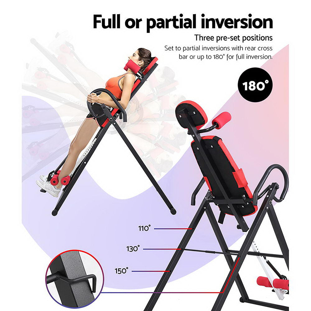 Marlook Inversion Table Gravity Exercise Inverter Back Stretcher Home Gym Red