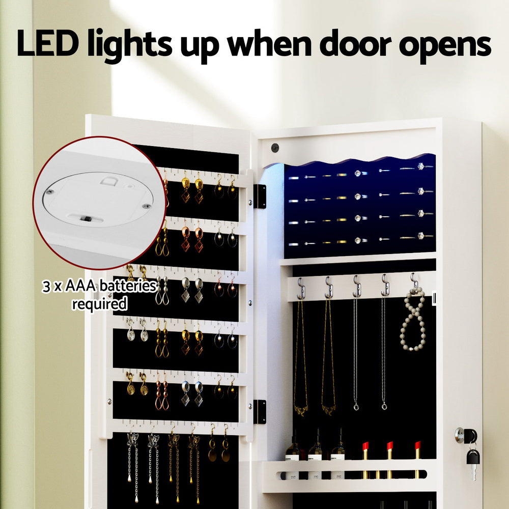 Marlook Jewellery Cabinet LED Mirror Lockable