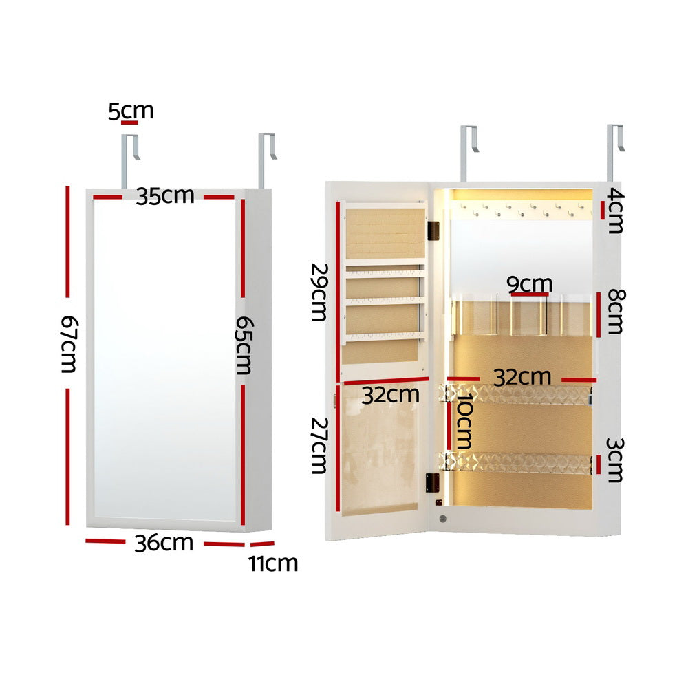 Marlook Jewellery Cabinet Mirror Door Wall Mount