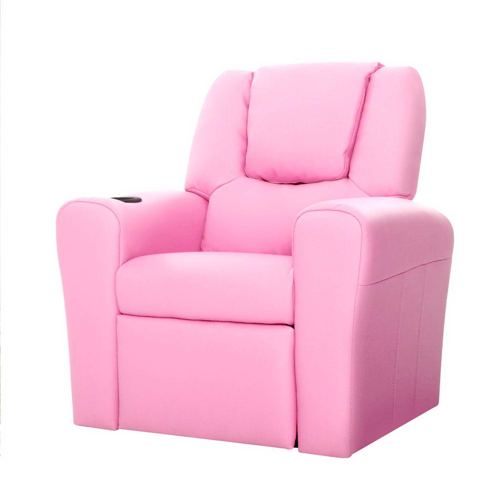 Marlook Kids Recliner Chair PU Leather Sofa Lounge Couch Children Armchair Pink