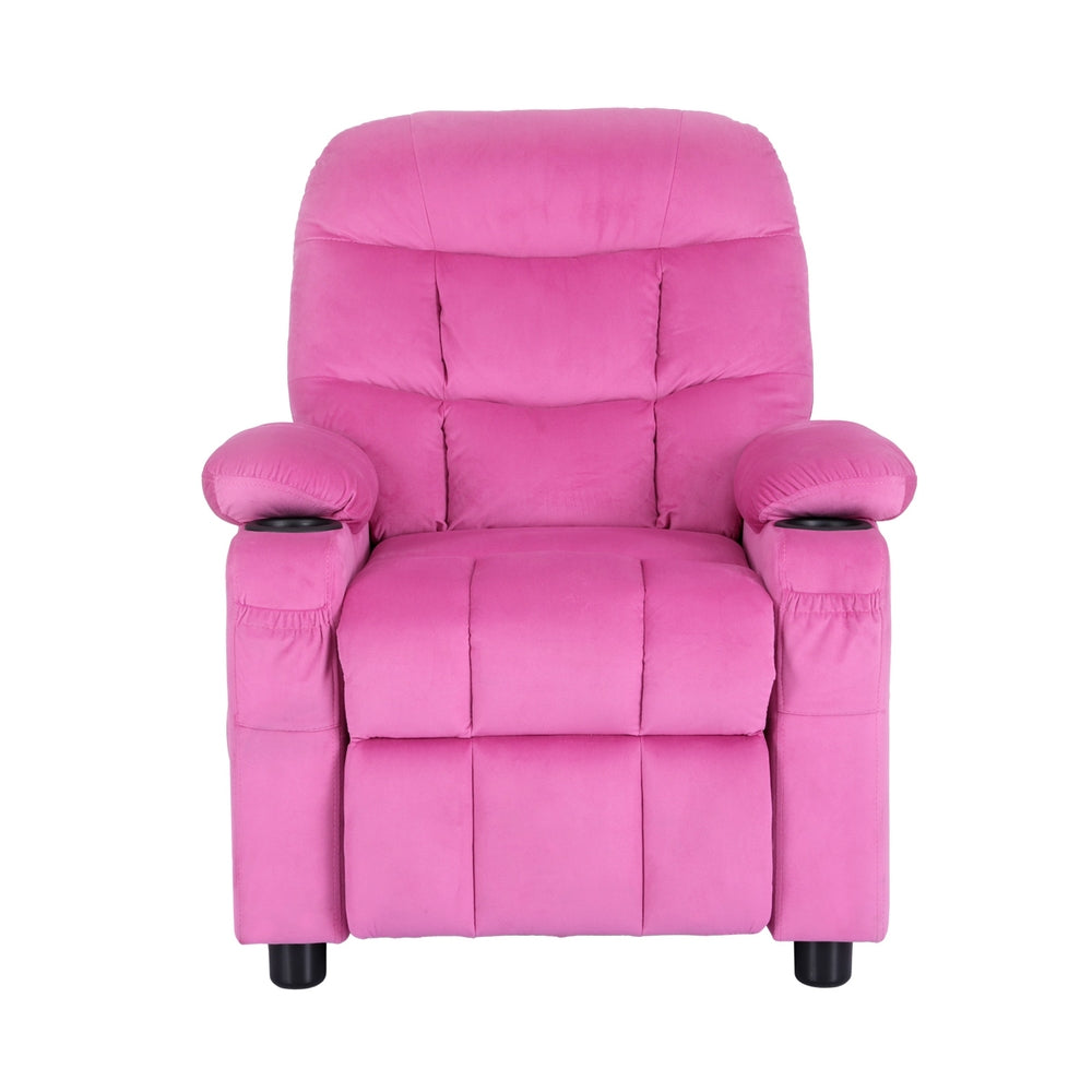 Marlook Kids Recliner Chair Pink Velvet Sofa Lounge Couch Children Charis Armchair