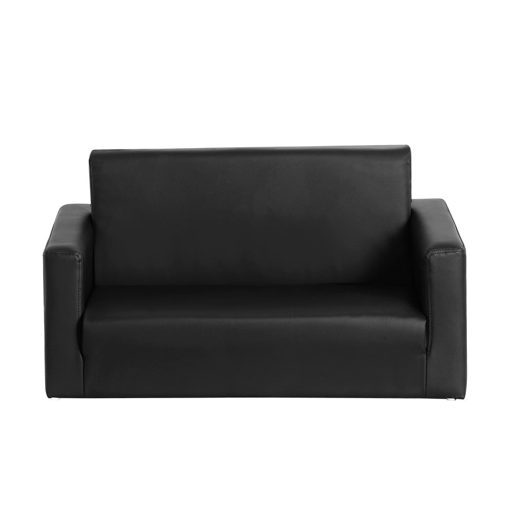 Marlook Kids Sofa 2 Seater Children Flip Open Couch PU Leather Armchair Black