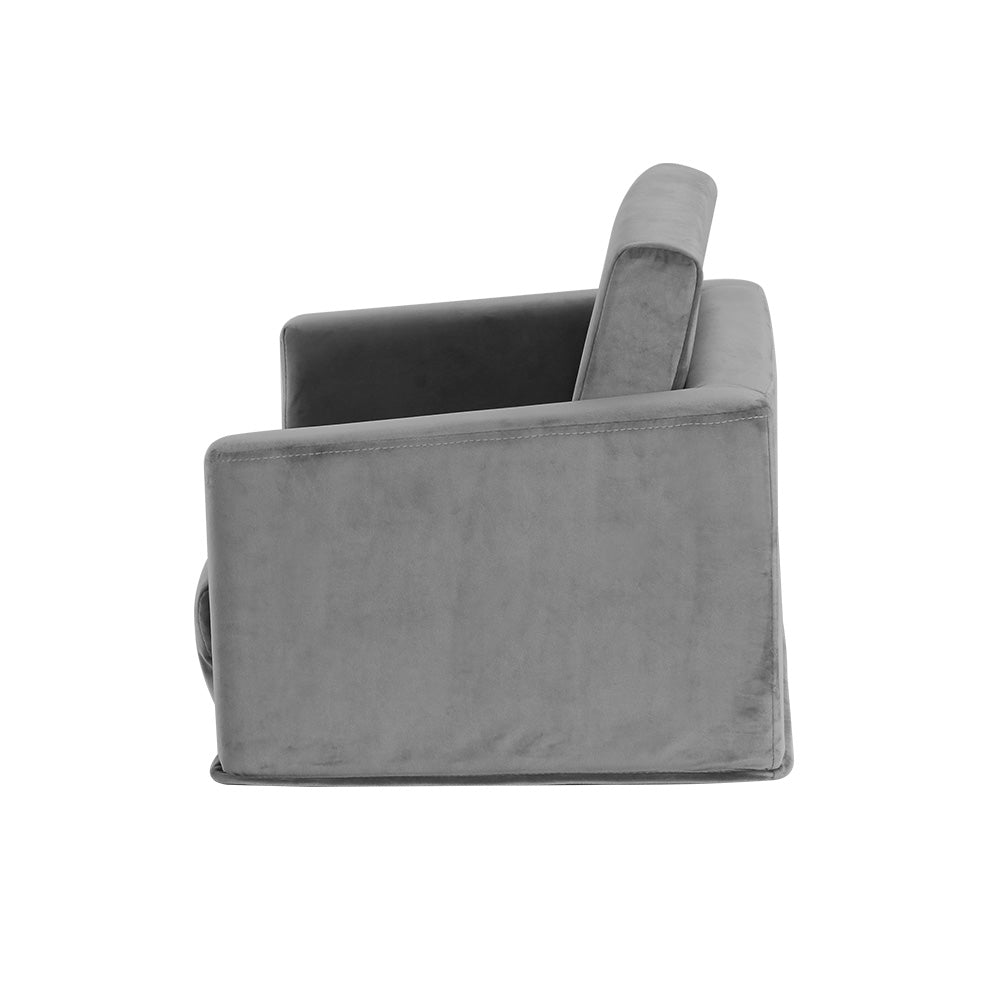 Marlook Kids Sofa 2 Seater Children Flip Open Couch Velvet Armchair Grey