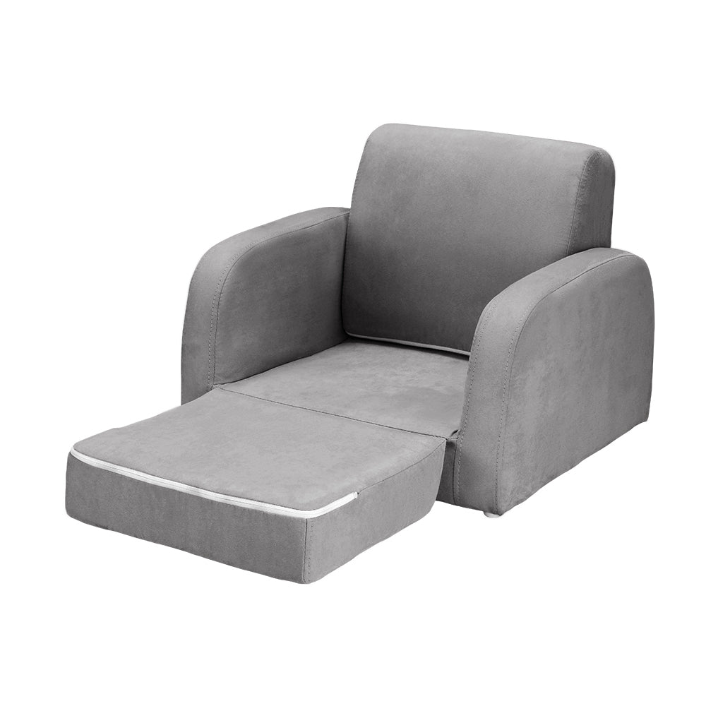 Marlook Kids Sofa 2 Seater Children Flip Open Couch Lounger Armchair Soft Grey