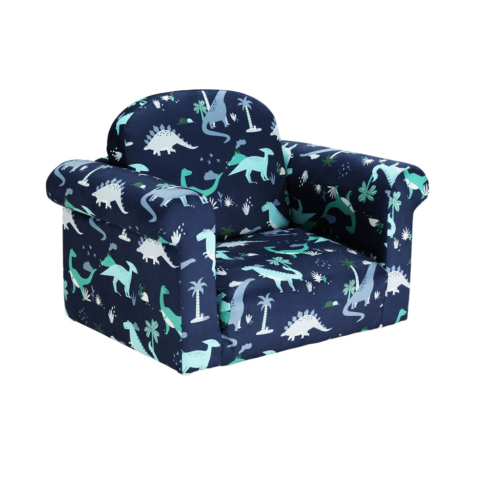 Marlook Kids Sofa 2 Seater Children Flip Open Couch Lounger Armchair Dinosaur Navy
