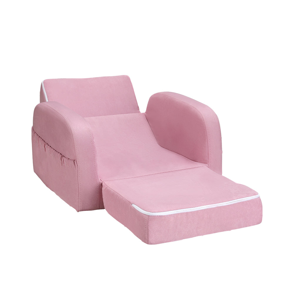 Marlook Kids Sofa 2 Seater Children Flip Open Couch Lounger Armchair Soft Pink