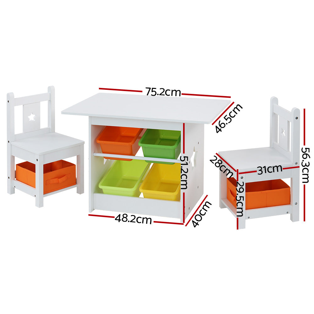 Marlook 3PCS Kids Table and Chairs Set Children Furniture Play Toys Storage Box