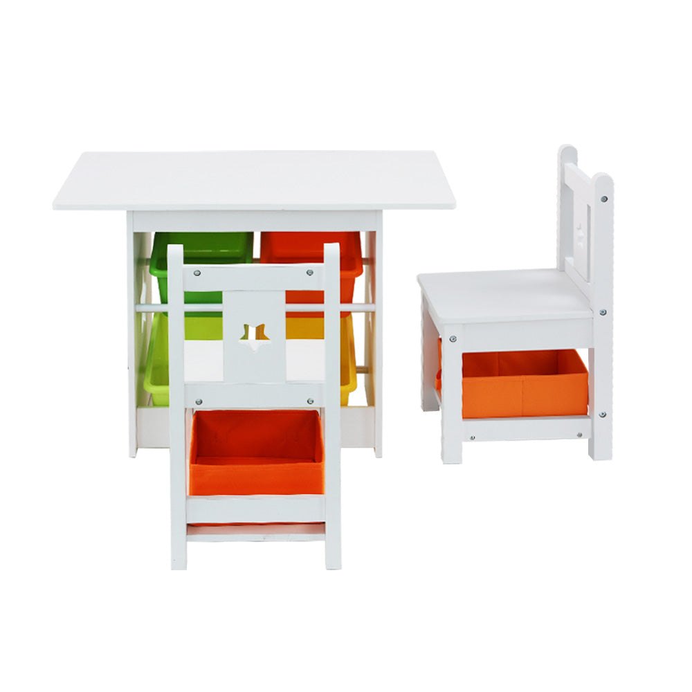 Marlook 3PCS Kids Table and Chairs Set Children Furniture Play Toys Storage Box