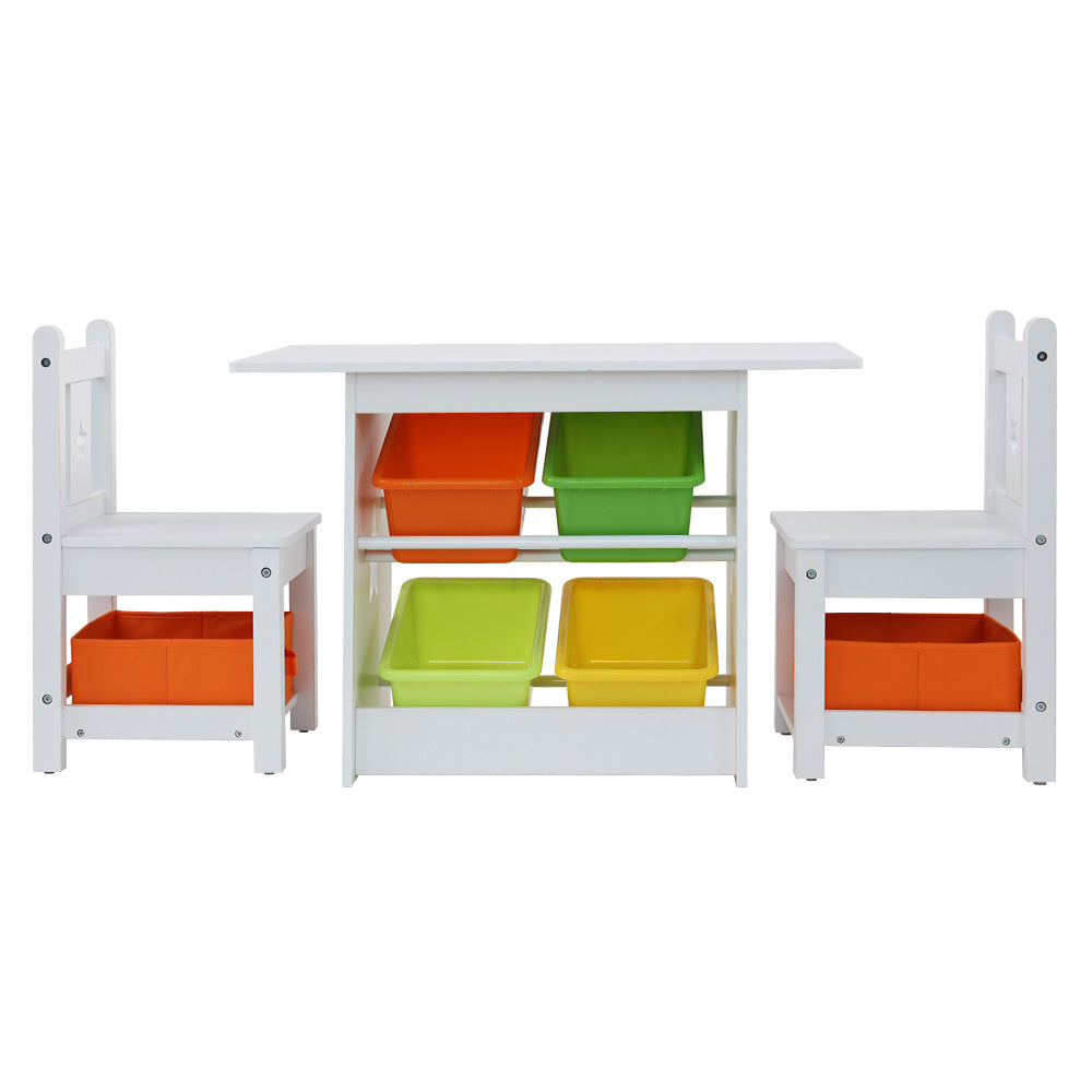Marlook 3PCS Kids Table and Chairs Set Children Furniture Play Toys Storage Box