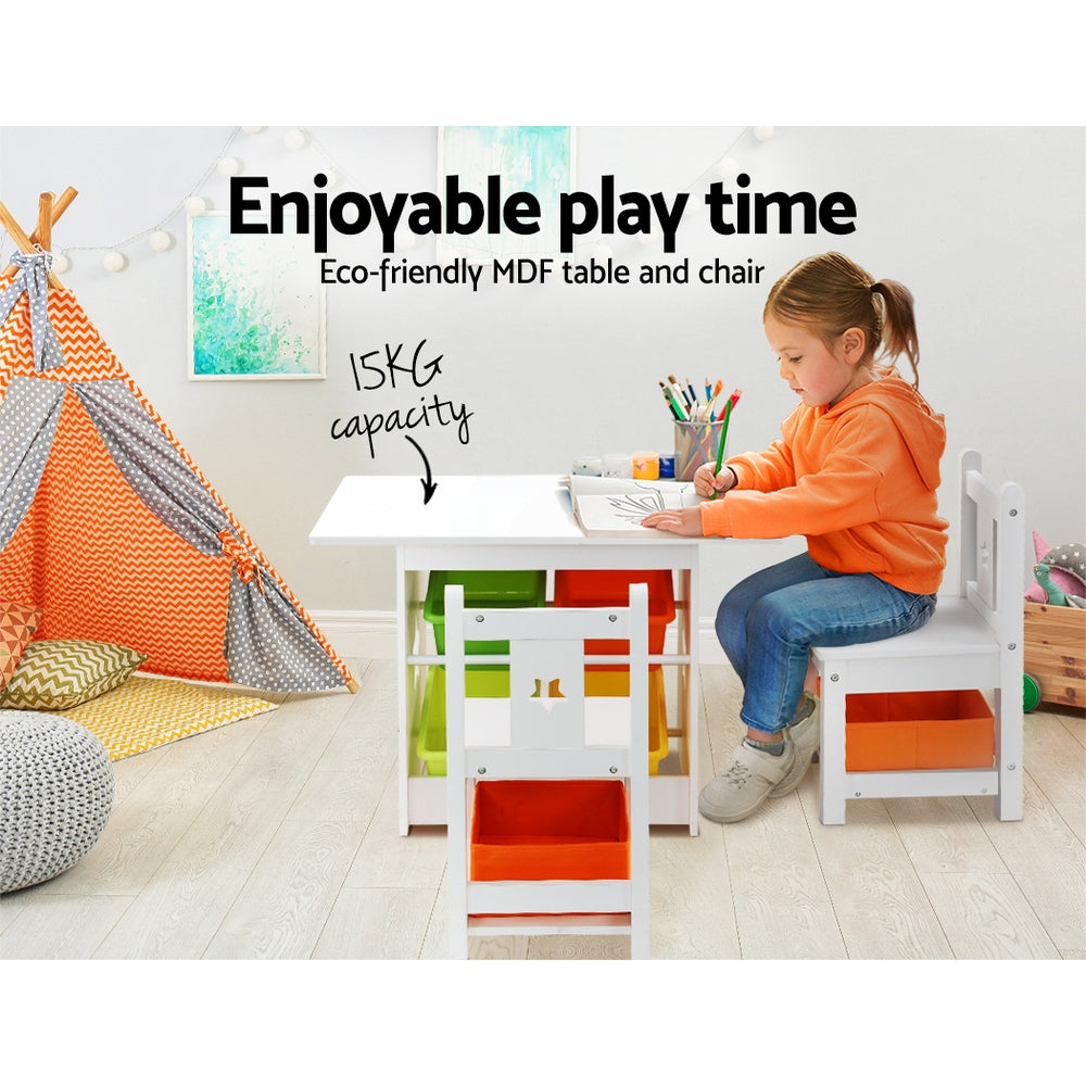 Marlook 3PCS Kids Table and Chairs Set Children Furniture Play Toys Storage Box