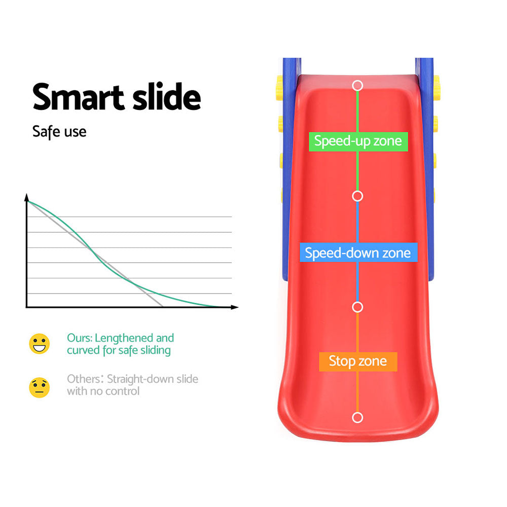 Marlook Kids Slide Swing Set Basketball Hoop Outdoor Playground Toys 120cm Blue