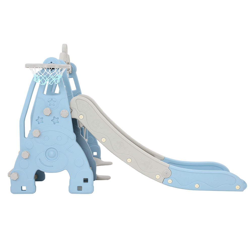 Marlook Kids Slide Swing Set Basketball Hoop Outdoor Playground Toys 170cm Blue