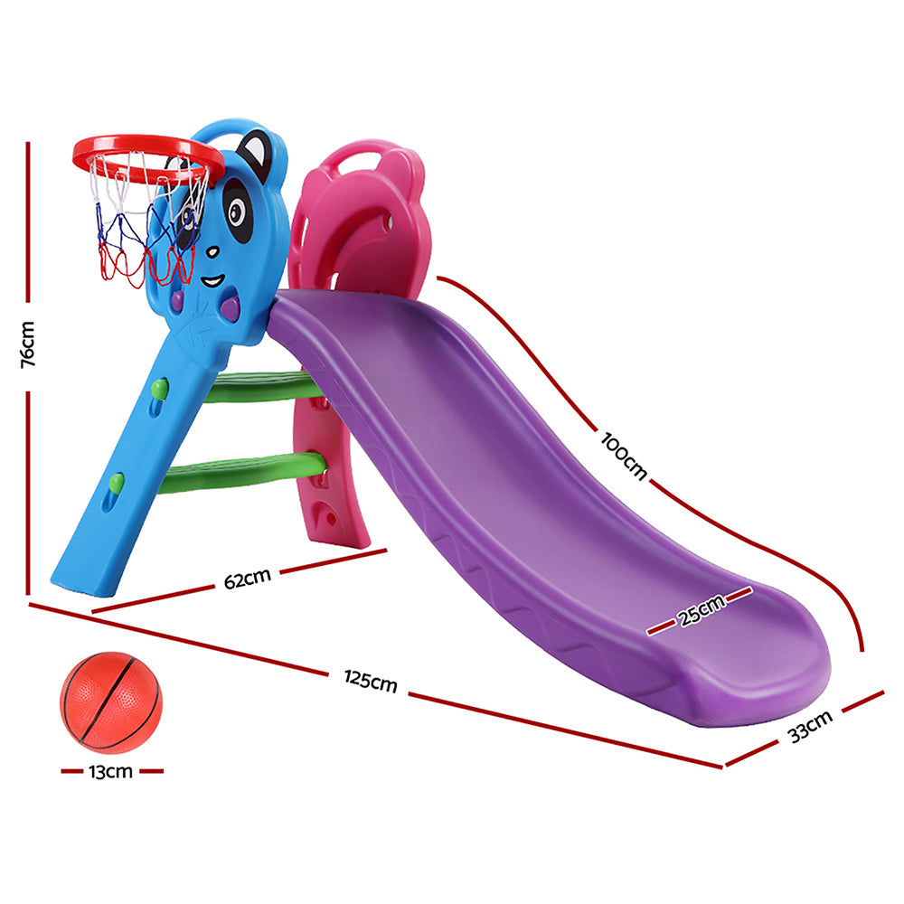 Marlook Kids Slide Set Basketball Hoop Indoor Outdoor Playground Toys 100cm Blue