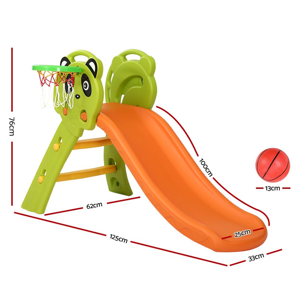 Marlook Kids Slide Set Basketball Hoop Indoor Outdoor Playground Toys 100cm Orange